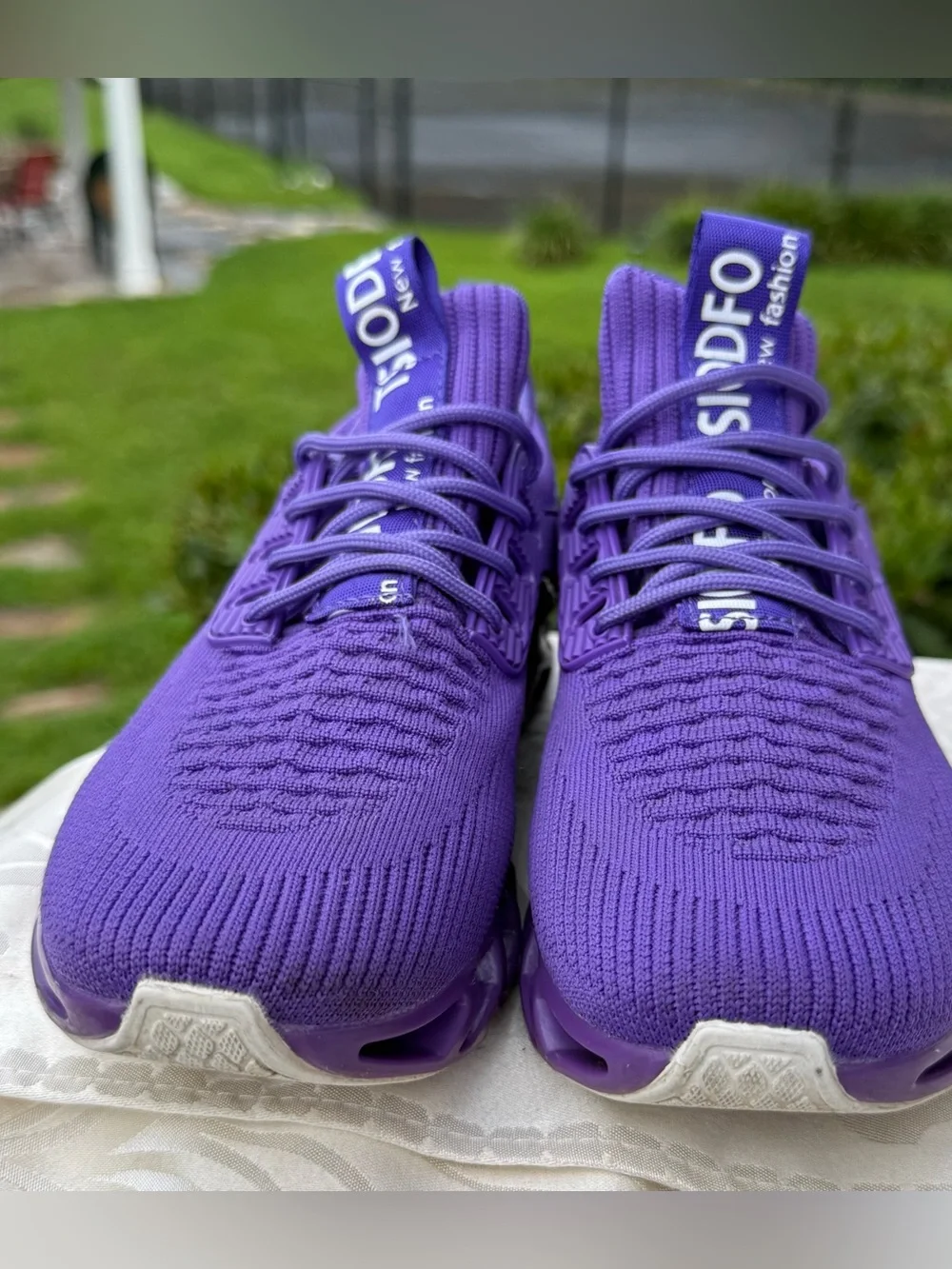 💜TSIODFO Women’s Purple Knit Sneakers Chunky Sole Athletic Walking Shoes 6.5